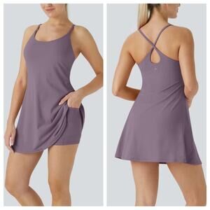 NWT Halara SoftlyZero Plush Backless Active Dress in Tulip Purple - Size L